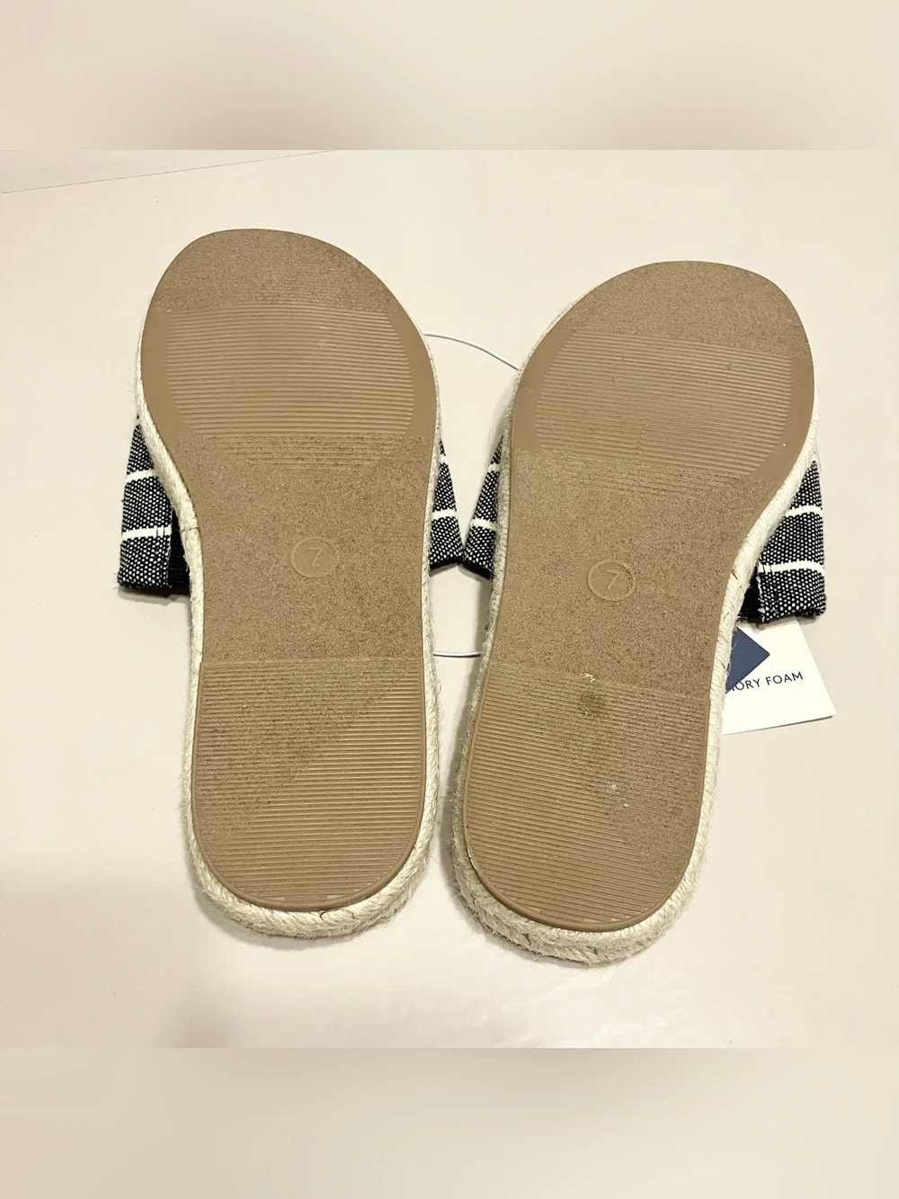 Universal Thread Womens Haddie Espadrille Slide Sandals black/white stripes Sz 7